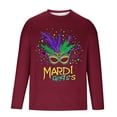 thumbnail image 5 of TIMIFIS Mardi Gras T-Shirts à Manches Longues pour Hommes Grande Taille Imprimés Carnaval Classique Col Rond Hauts, 5 of 5