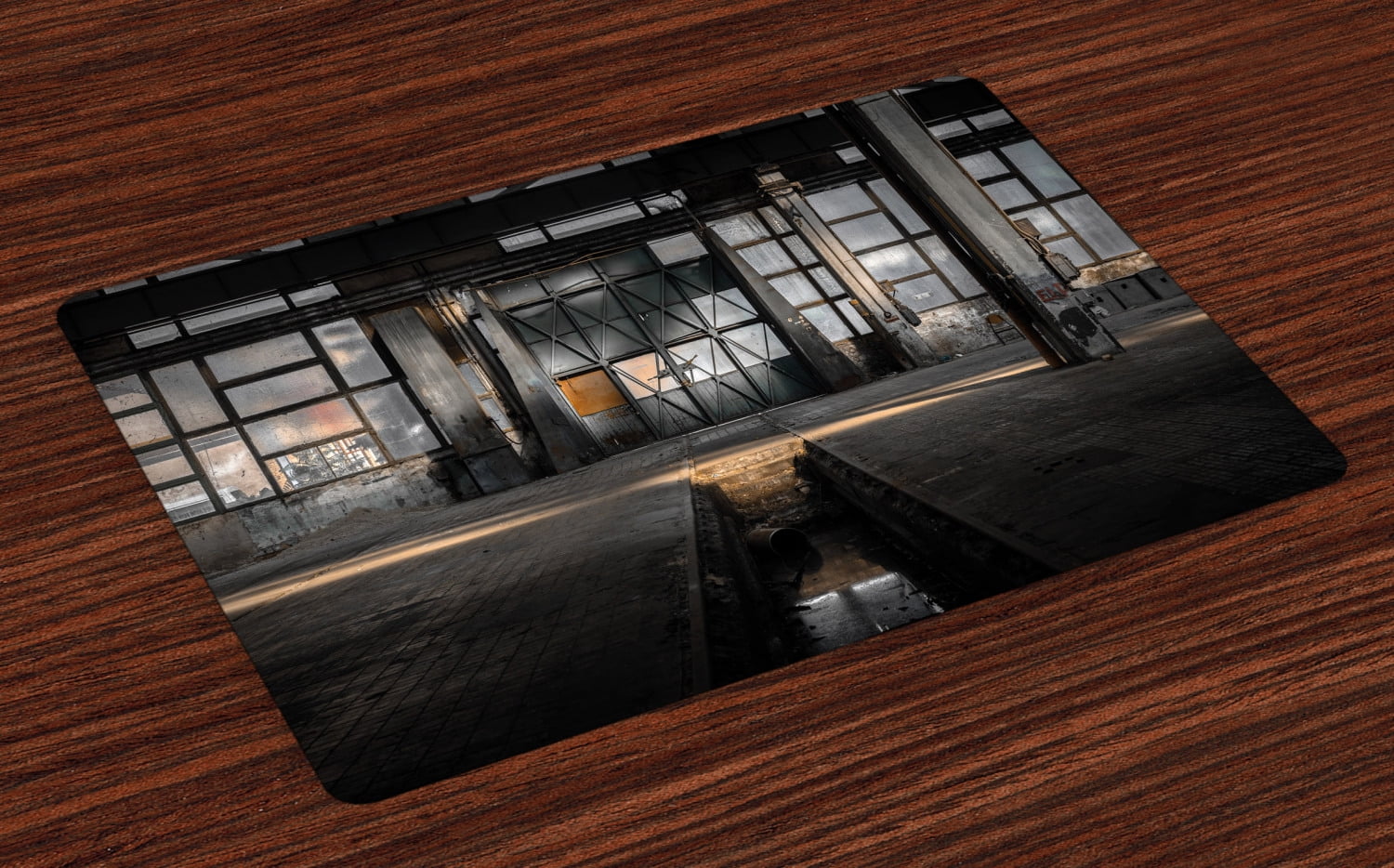 Industrial Placemats Set of 4 Creepy Dark Interior of a Derelict Workplace Blight Aged Warehouse