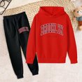 thumbnail image 2 of Ulanda Brooklyn New York Lounge Sets 2 Piece Outfits for Girls Toddler Hooded Fall Casual Kids Tracksuit Sets Winter Fall (Red, 7-8 Years), 2 of 9