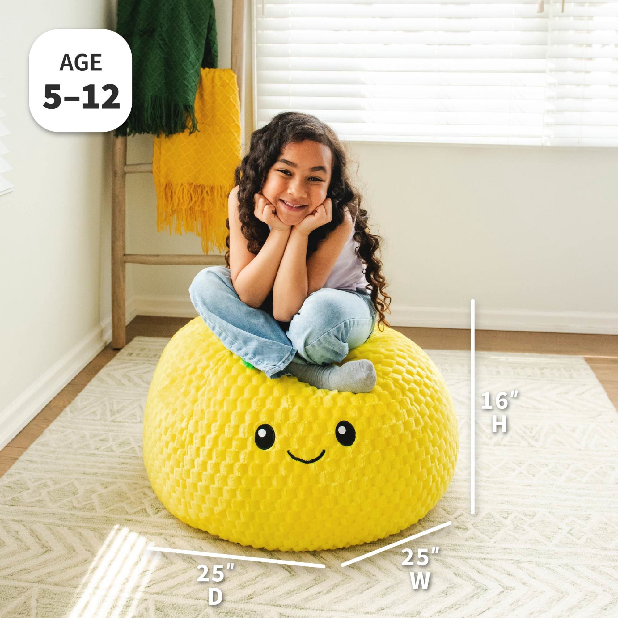 Big Joe Pineapple PlushiPals Super Soft Bean Bag Chair for Kids