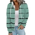 thumbnail image 4 of Usmixi 2023 Sweatshirt Coat for Women Winter Hooded Coat for Women Fashion Striped Print Zip up Drawstring Hoodies Tops Lightweight Casual Long Sleeve Fall Sweatshirt Outwear with Pocket Weekly, 4 of 7