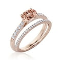 thumbnail image 3 of Dazzling Minimalist Art Deco 2.00 Carat Oval Cut Morganite And Diamond Moissanite Unique Engagement Ring, Wedding Ring, One Matching Band In 10K Solid Rose Gold, Gift For Woman, Promise Ring, 3 of 3