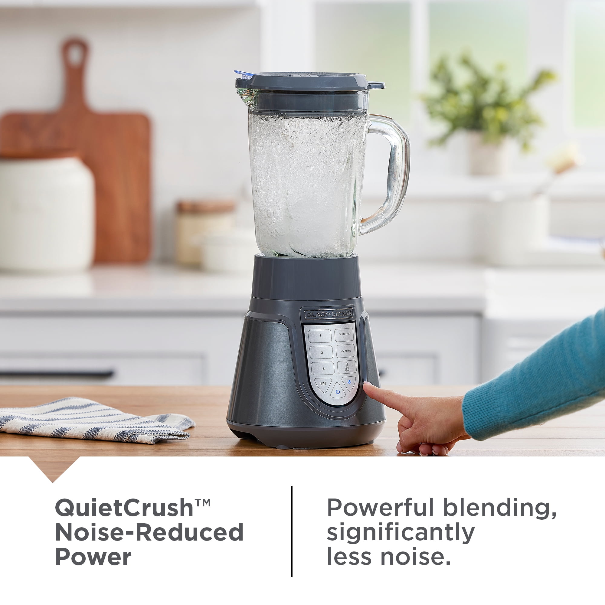 BLACK+DECKER Quiet Blender with 48 oz Glass Jar and 1000W Power, 3 Speeds
