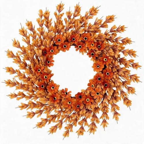 24" Fall Wreath for Front Door, Autumn Harvest Wreath with Sunflowers, Layered Foliage, Mini Sunflowers & Warm Harvest Tones, Fall Door Decor for Home, Wall, Mantel & Entryway