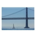 thumbnail image 1 of Sailboat Cutting Board, San Francisco Bay Bridge Sailboat from Pier 7 in California USA Landmark Photo Print, Decorative Tempered Glass Cutting and Serving Board, Large Size, Blue, by Ambesonne, 1 of 1