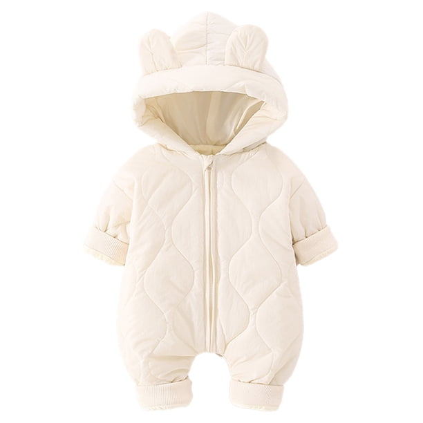 Ropa de una pieza de otoño e invierno para bebés; ropa de gateo para niños y niñas (Beige)