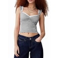 thumbnail image 4 of Women Gingham Lace Trim Square Neck Crop Tank Tops Plaid Y2K Sleeveless Slim Fitted Camis Shirts, 4 of 8