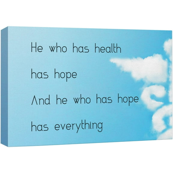 wall26 Canvas Print Wall Art Health Quote with Cloudy Blue Skyline Medicine People Digital Art Modern Art Contemporary Scenic Colorful for Living Room, Bedroom, Office - 24"x36"