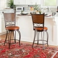thumbnail image 2 of Linon Big & Tall 24" Indoor High Back Copper Stamped Round Metal Counter Stool, Bronze/Warm Rust Faux Leather, 2 of 11