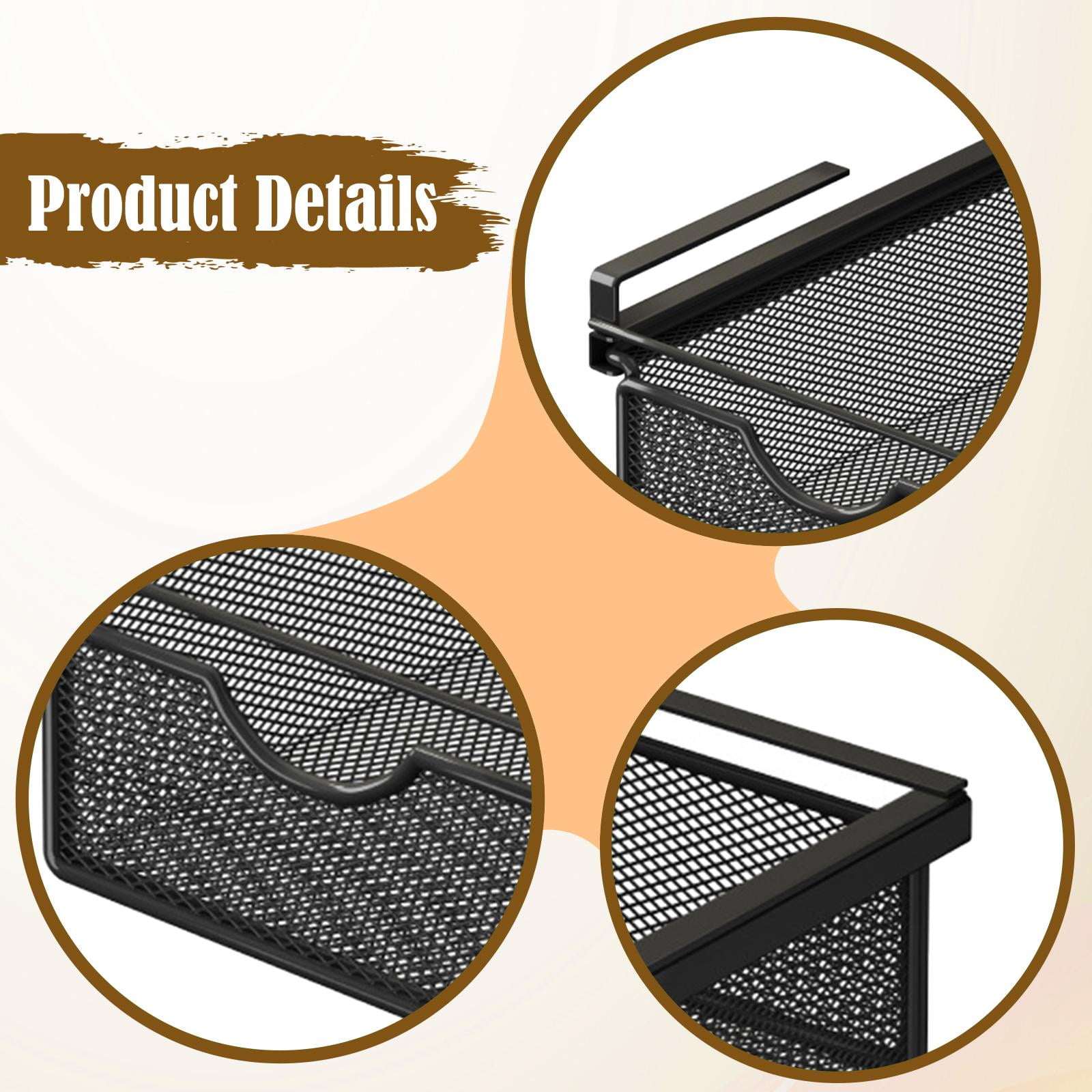 Sliding Drawer Organizer Under Desk Storage Cabinet Basket Dustproof Multipurpose for Closet Shelves and Dresser
