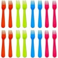 thumbnail image 1 of czcpp-Jawbush 16 Pcs Plastic Kids Forks, Reusable Kids Silverware Set Also for Adults, Easy Grip Kids Utensils with Bright Colors, BPA Free Dishwasher Safe, 1 of 4