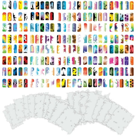 Custom Body Art Airbrush Nail Stencils - Design Series Set # 10 includes 20 Individual Nail Templates with 15 Designs