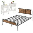 thumbnail image 1 of 3-Piece Bedroom Size with Full Platform Bed Frame and 2 White Nightstands, 1 of 8