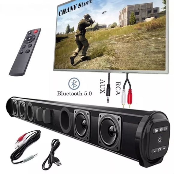 Sound Bar for Smart TV, Dual Stereo Wireless and Wired Audio Bluetooth 5.0 Surround Sound System, Ultra-Compact Design for TV and PC