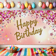 thumbnail image 6 of Pink and Gold Glittery Happy Birthday Banner with Balloons and Stars Background, Party Decoration, Birthday Party Supplies, Photography Props, Backdrop Decor for Celebrations, 6 of 7