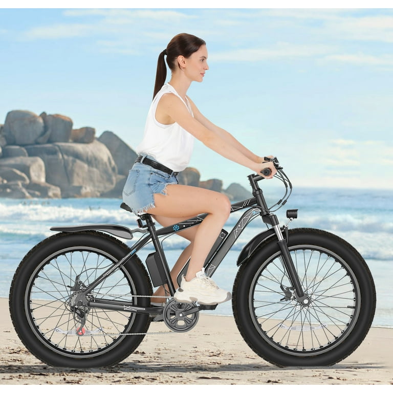  Fat Tire Electric Bike Adults, 750W Electric Mountain Bike 20  Inch E Bike 48V 15Ah Removable Battery, 28 MPH 7-Speed,Range 60-100km  Mountain Bike, LCD Display (Black) : Sports & Outdoors