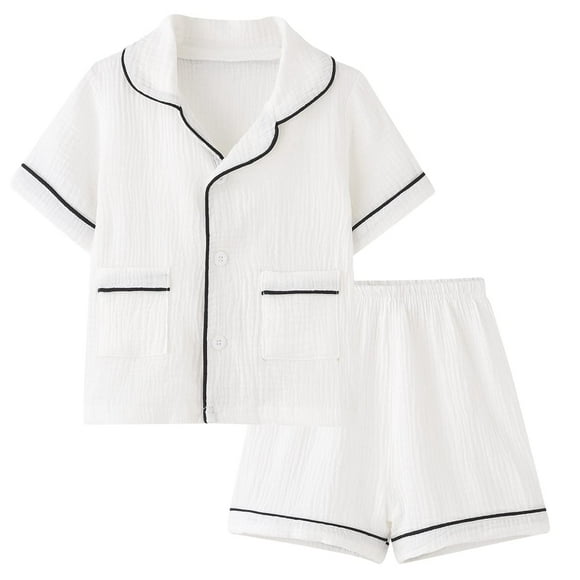 Biniduckling Pijamas De Manga Corta Para Niñas Y Niños De Verano Pjs 5T Blanco