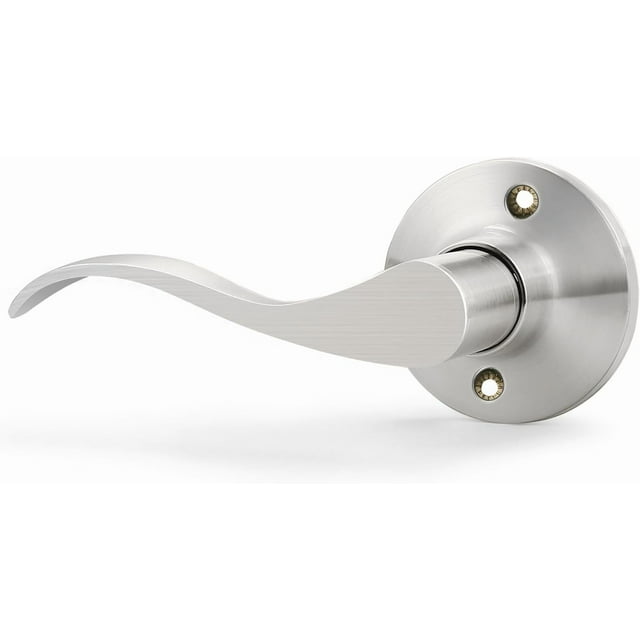 Poignée de Porte en Nickel Satiné Intérieur Levier de Porte de Passage en Nickel Brossé pour Hall et Garde-Robe Ensemble de Serrure de Porte Sans Clé Réversible pour Portes Côté Gauche Droit Levier Poignée Ensemble