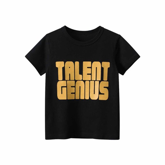 piuwrlz Baby T-Shirt T-Shirt Printed Round Neck English Casual Shirt Black Size 3-4 Years