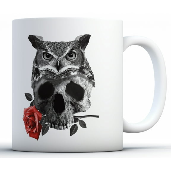 Awkward Styles Owl Mug Owl with Skull Mug Skull Coffee Mug Day of the Dead Mugs Kitchen Gifts for Her Dia de los Muertos Gifts Owl Gifts Sugar Skull Tea Cup