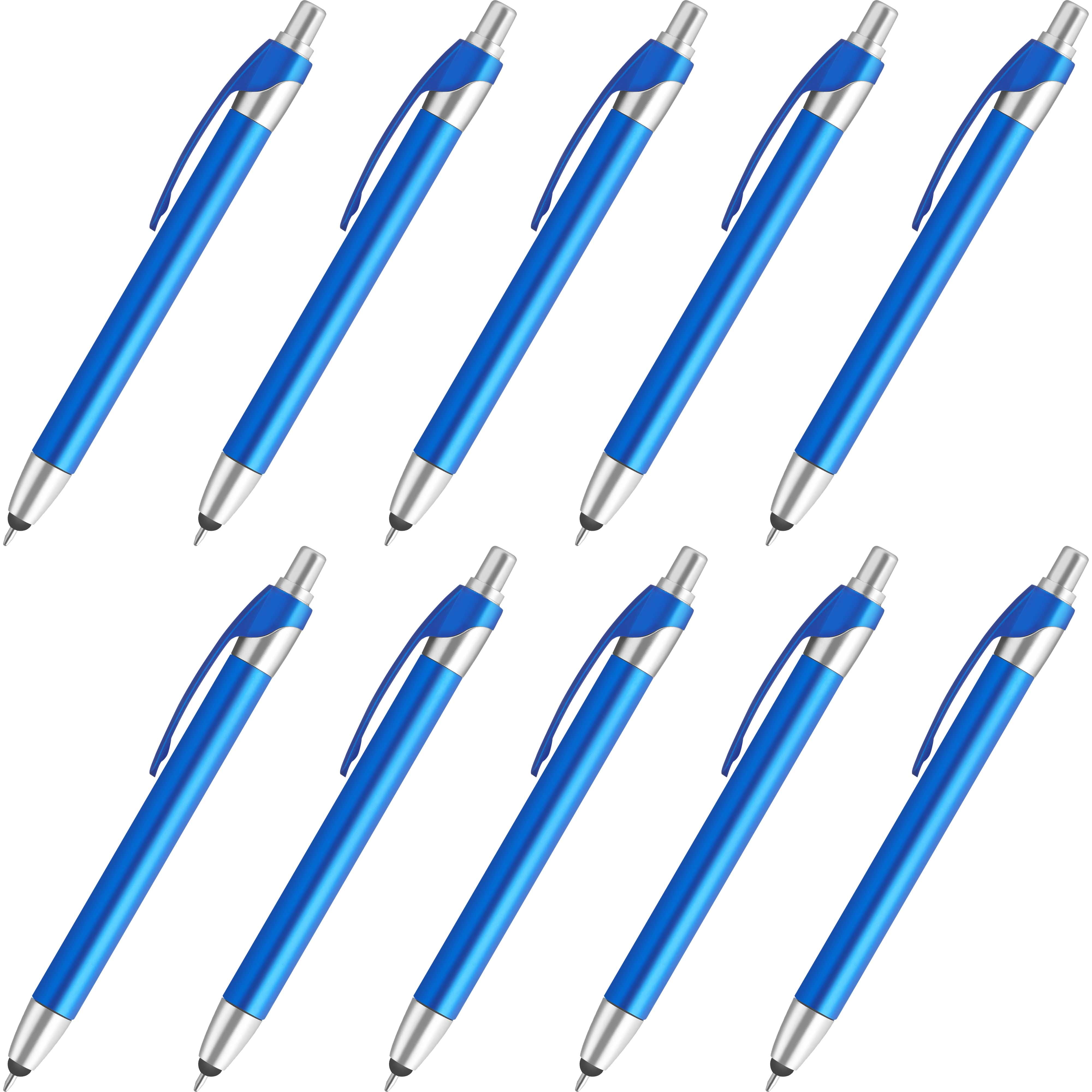 10 Linux Click Action Plastic Stylus Pens Pack Retractable, Black Ink