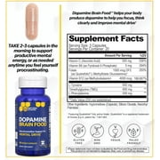 NATURAL STACKS Dopamine Brain Food - 650mg L-Tyrosine Supplement - Dopamine Supplement for Focus & Mental Drive - Supports Mental Energy - Neurotransmitter Support with B Vitamins - 60 Capsules