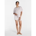 thumbnail image 3 of Joyspun Women’s Short Sleeve Stretch Satin Top and Shorts Pajama Set, 2-Piece, Sizes XS-3X, 3 of 6