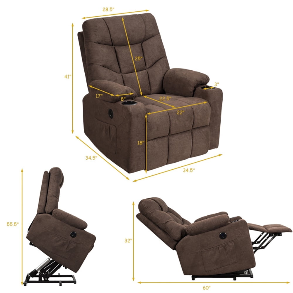 Finihen Massage Recliner Sofa, Electric Recliner Chair, Electric Power Lift Recliner Massage Sofa, for Living Room, Bedroom, Brown Finihen Massage Recliner Sofa, Electric Recliner Chair, Electric Power Lift Recliner Massage Sofa, for Living Room, Bedroom, Brown