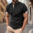 thumbnail image 3 of Camiseta informal de manga corta con patchwork para hombre, ideal para las vacaciones en la playa y el estilo urbano., 3 of 5