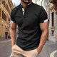 thumbnail image 3 of Camiseta informal de manga corta con patchwork para hombre, ideal para las vacaciones en la playa y el estilo urbano., 3 of 5