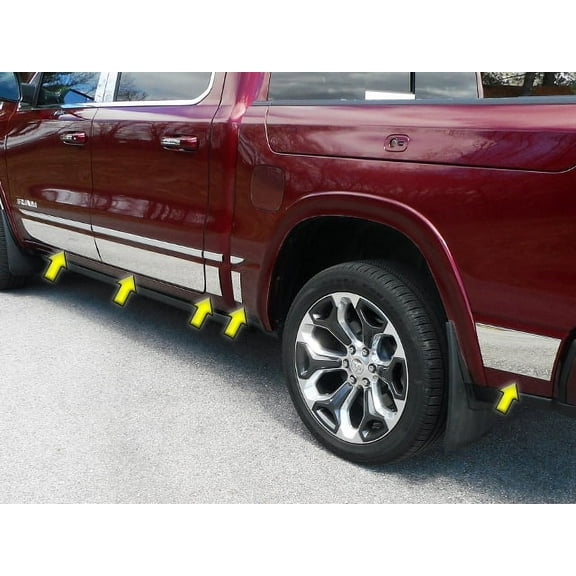 Stainless Steel Rocker Panel Trim 10Pc Fits 2019-2020 Ram Trucks TH59935 QAA