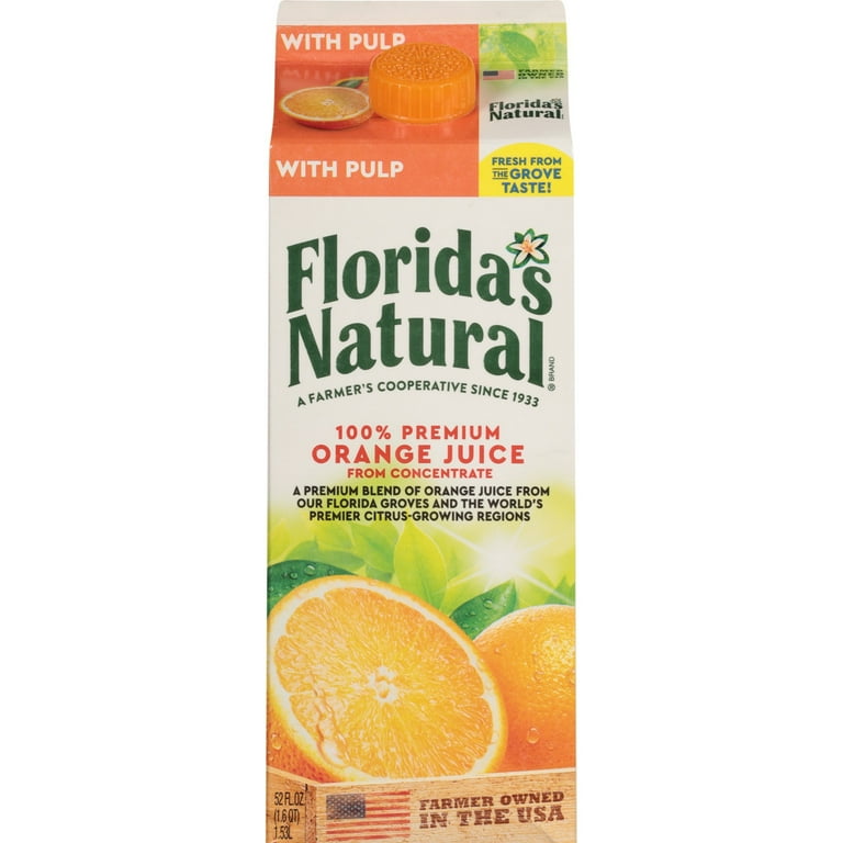 Florida's Natural Orange Juice With Pulp, 52 oz, Fresh From Grove