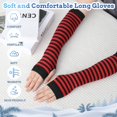 thumbnail image 6 of Bocaoying 6 Pairs Arm Warmers For Women, 10.62 inches Fingerless Gloves, Long Gloves Winter Mittens Length Knitted Arm Warmers, Striped Arm Warmers for Women, 6 of 7
