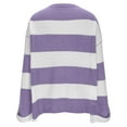 thumbnail image 5 of Women's Striped Sweater Color Block Long Sleeve Round Neck Knit Pullover Purple L, 5 of 8