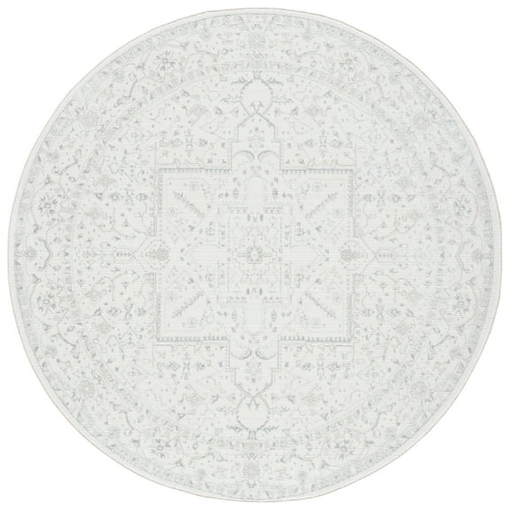 SAFAVIEH Martha Stewart Sabrina Doretta Medallion Area Rug, Ivory/Light Grey, 6'7" x 6'7" Round