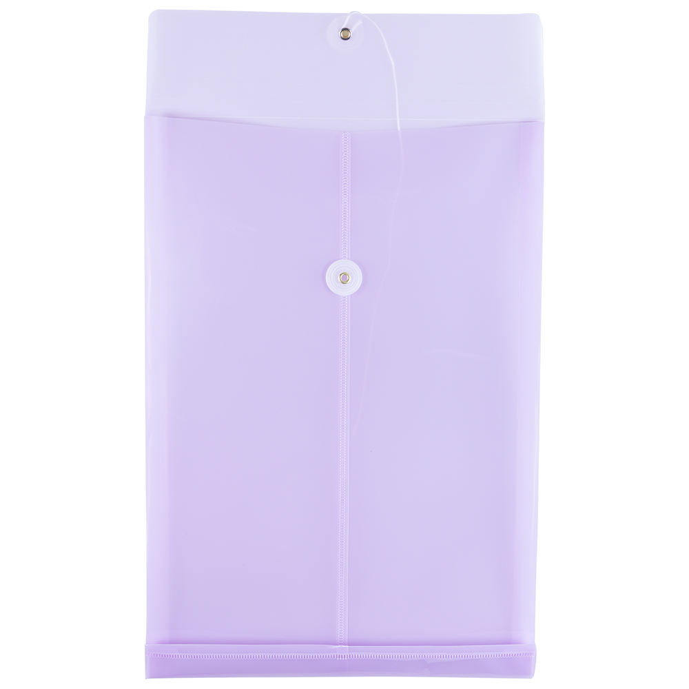 JAM Plastic Envelopes, 9.75" x 14.5", Lilac Purple, String Close, 12 Per Pack