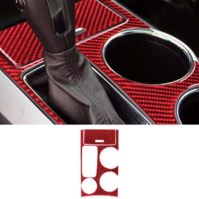 Real Bright Soft Car Interior Carbon Fiber Sticker Decoration2Pcs For 2011-14 Ford Explorer Red Carbon Fiber Interior Gear Shift CoverAuto Car Protection Interior Accessories