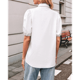 thumbnail image 7 of Women'S Button Down Shirts Short Puff Sleeve Collared Dressy Casual Blouse Tops White L, 7 of 7