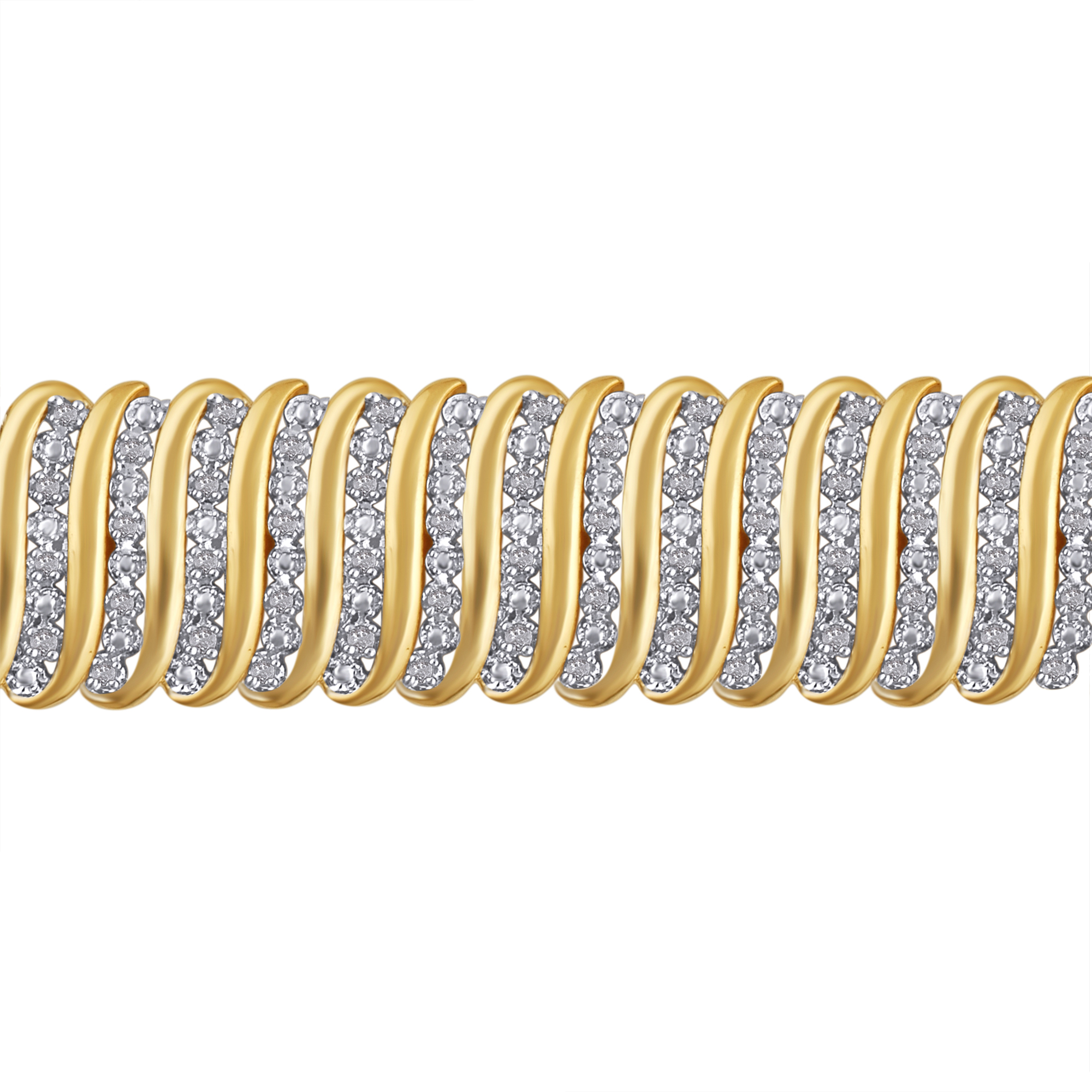 Arista 2.00 ct Round Diamonds Women's S-Link Bracelet 14K Yellow Gold over Brass, 7.5" (I-J, I2-I3)