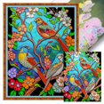 thumbnail image 1 of Hilo Algodón Bordado Punto Cruz Con Vidriera Pájaro 11CT 40x53cm, 1 of 9