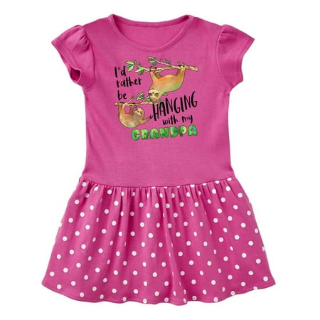 

Inktastic Id Rather Be Hanging with my Grandpa- Cute Sloths Gift Baby Girl Dress