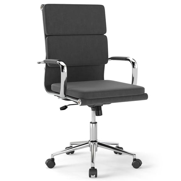 Resenkos Ergonomic Office Desk Chair - Rocking Backrest, Height-Adjustable Padded Seat, Gray