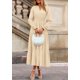 thumbnail image 5 of Vestido PRETTYGARDEN Otoño 2025 Cuello en V Manga Larga Beige Talle S, 5 of 8