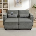 thumbnail image 5 of Harper & Bright Designs Loveseat Sofa Bed, Corduroy Sleeper Sofa with USB Ports, Convertible Chaise Lounge Indoor with Two Cup Holders, Phone Holder and Storage, Grey, 5 of 13