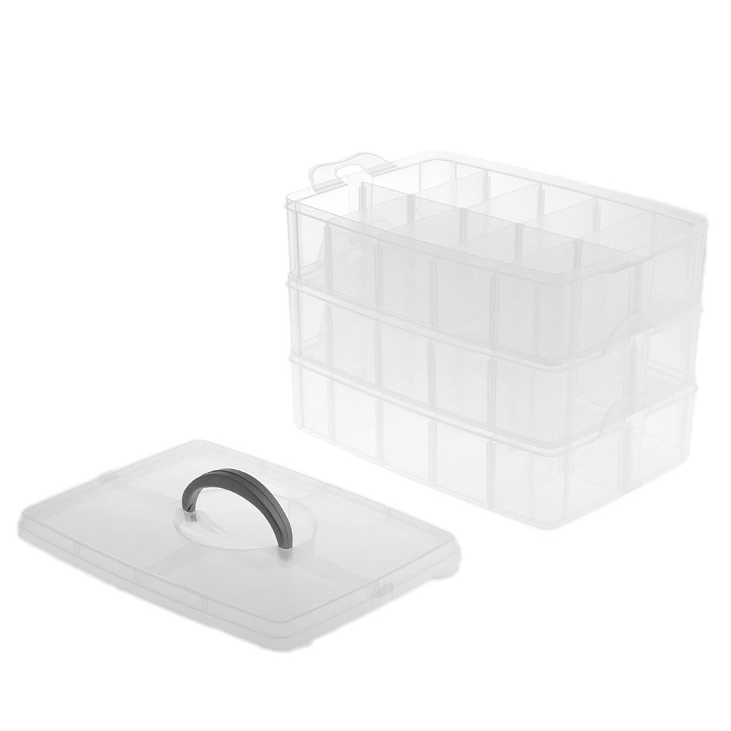 GUOOL 3X 3 Layer 30 Slots Plastic Jewelry Tool Box Beads Holder Storage Box Organizer