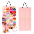 thumbnail image 2 of Storage Hanger 16 Ribbons Pendant Jewelry Bag Simple Pink 2 Row Sturdy Rope Hanging 1pcs Felt Hair Clips, 2 of 8