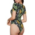thumbnail image 4 of Uemuo Citrus Fruits Elegant Lemons Pattern Women's One Piece Short Sleeve Swimsuit Rash Guard Surfing Modest Quick-drying Swimsuit Beach Essentials-XX-Large, 4 of 9