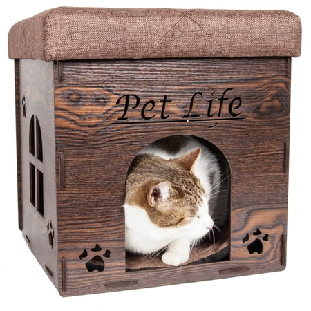 Pet Life Foldaway Collapsible Designer Cat House Furniture Bench