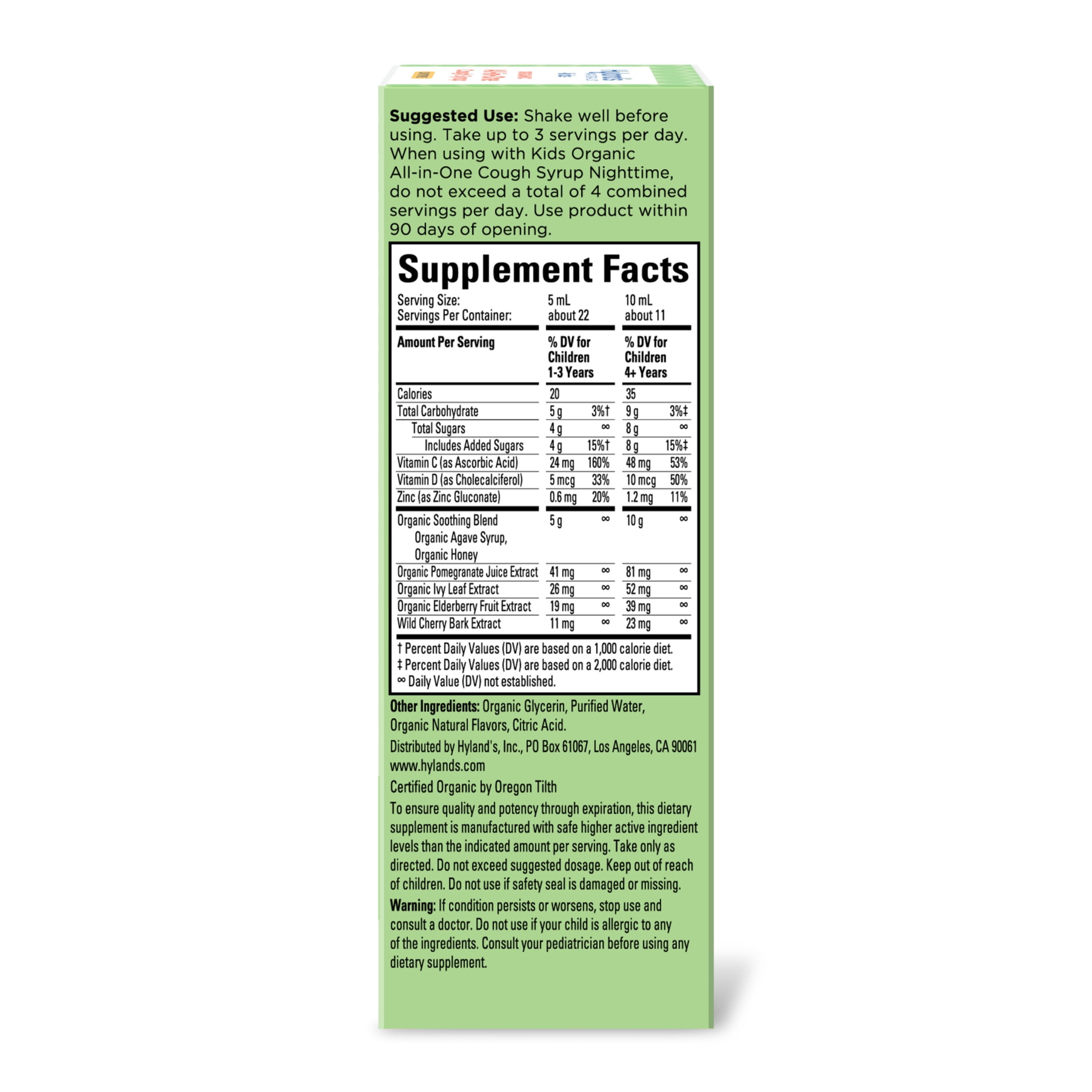 Hyland's Kids, Organic All-in-One Cough Syrup, Ages 1-12, Daytime, 4 fl oz