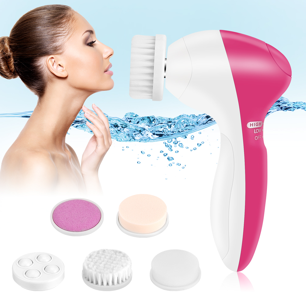 5 in 1 Facial Cleansing Brush- Face Spin Brush Set, Deep Cleansing, Gentle  Exfoliating, Removing Blackheads, Massaging, Face and Body - Walmart.com